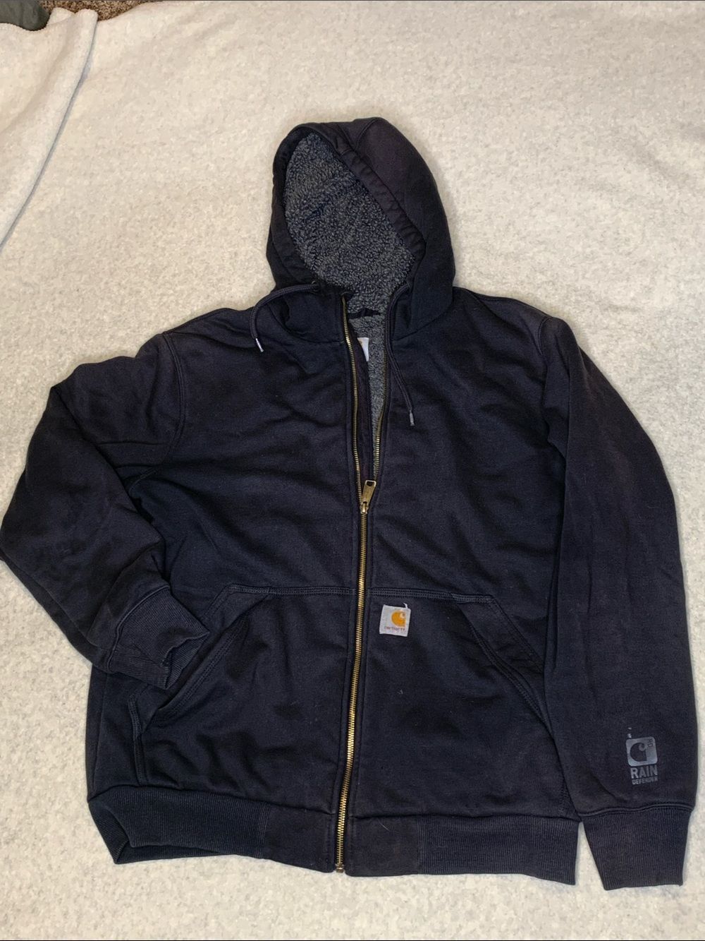 Carhartt Black Sherpa Hoodie with Heavy-Duty Zip